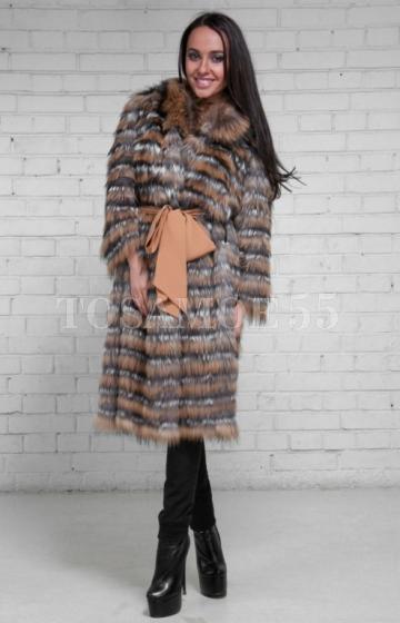 Пальто из чернобурки с енотом