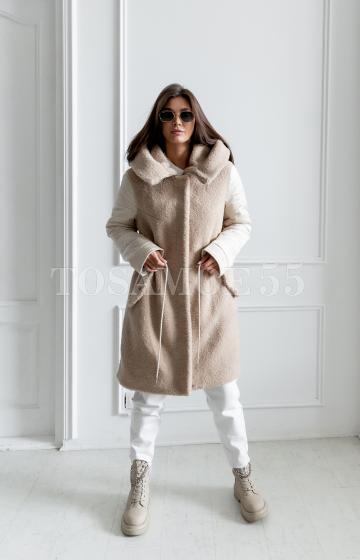 Шуба пальто из шерсти с утеплёнными рукавами
